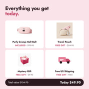 Everything you get: Purly belt, travel pouch, mystery gift, free US shipping